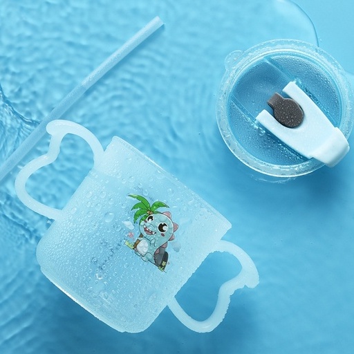 Gelas Minum Sedotan Anak Dua Gagang Bahan Tebal Anti Tumpah Anti Pecah 260ml gelas minum anak botol minum anak tempat minum anak gelas anak peralatan makan anak perlengkapan bayi botol minum bayi sedotan anti tumpah gelas sedotan sedotan