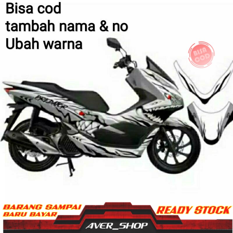 Decal pcx 150 full body Sticker motor pcx motif shrak predator Striping pcx 150 variasi Stiker motor