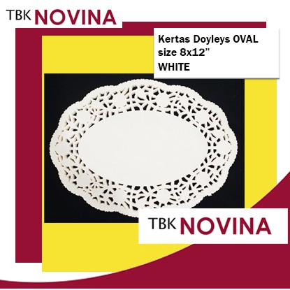 [ECER] 10 LEMBAR Kertas Doyleys Oval  (White) - Alas Toples Kue / Kertas Renda / Oval