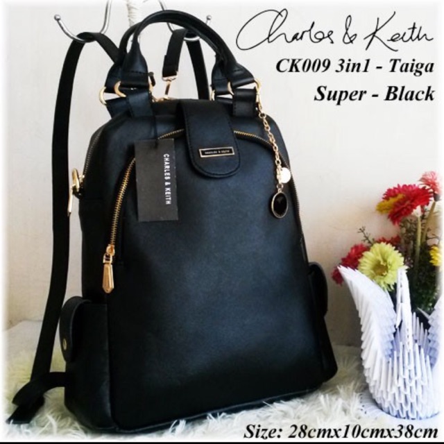 Tas Ransel CK009 Charles Keith Super Black Backpack