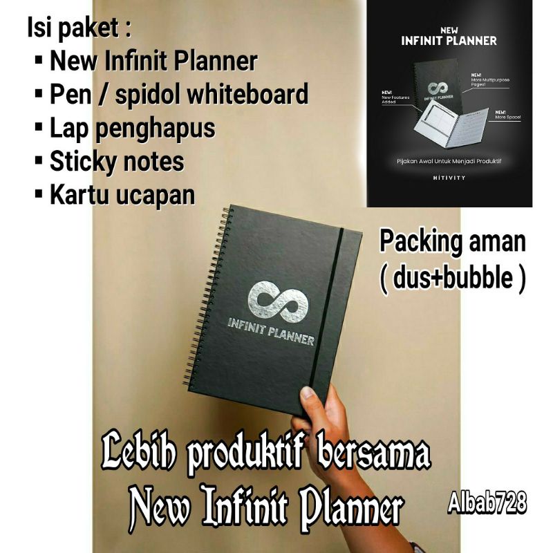 Whiteboard book Infinit Planner hitivity buku agenda erasable