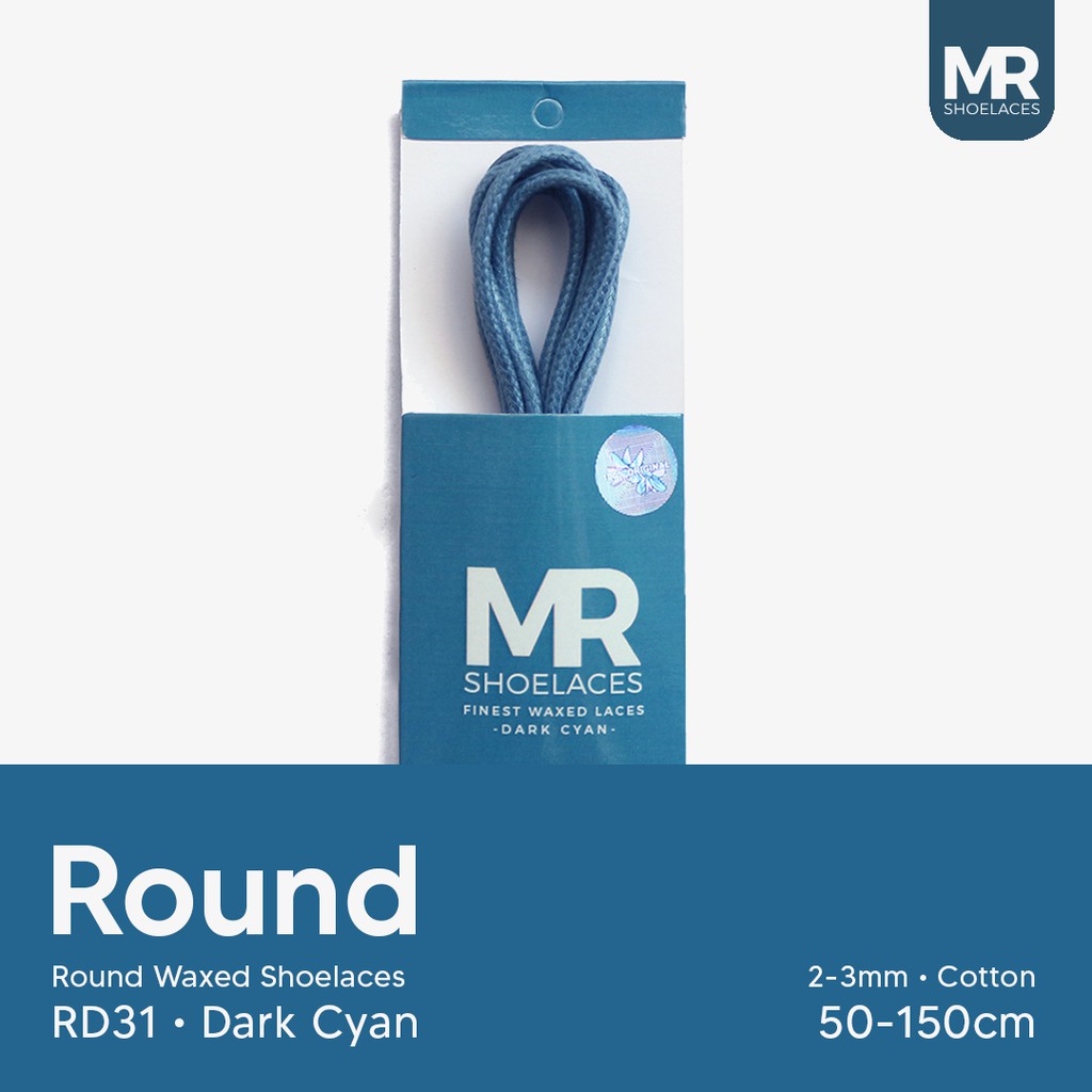 MR Shoelaces RD31 Dark Cyan Sian Tua Tali Sepatu Lilin 2-3mm Bulat Round 50cm 60cm 70cm 80cm 90cm 100cm 120cm 150cm (Waxed Laces) - Premium Shoelace