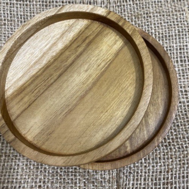 Wooden Flat Small Plate / Piring Kue Kayu