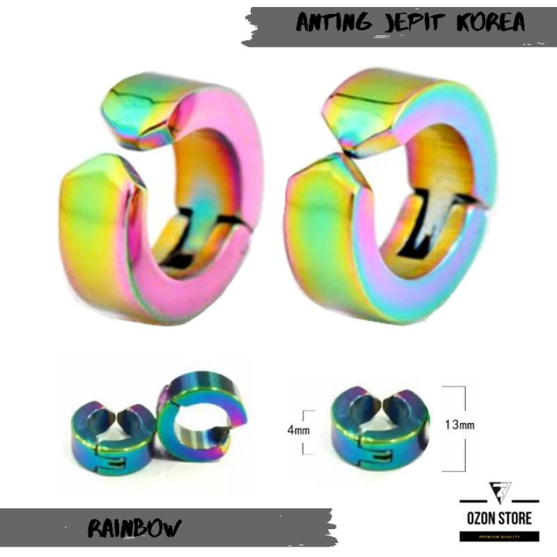 Anting Jepit Pria Wanita Korea Sepasang Warna RAINBOW COLOUR Anting Gaya Tanpa Tindik