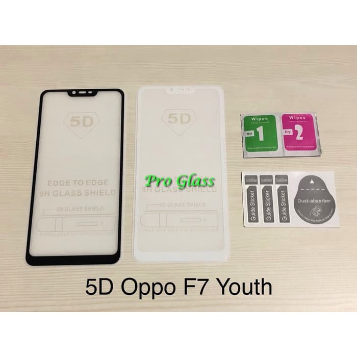 OPPO F7 YOUTH 5D Full Cover Premium Tempered Glass Metal Packaging