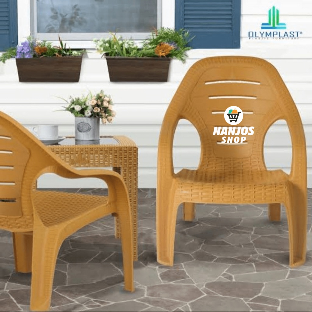 [ FREE ONGKIR &amp; BISA COD ] JNE Olymplast Kursi Sender Sandar Santai Taman Motif Rattan OL 509