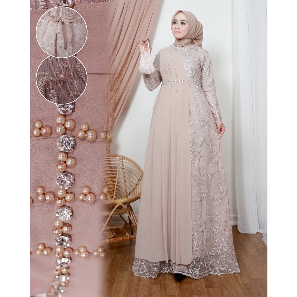 Permata Olshop / Kebaya Gamis Aura NK / Gamis Kondangan / Kebaya Gamis Brokat / Camilla Dress