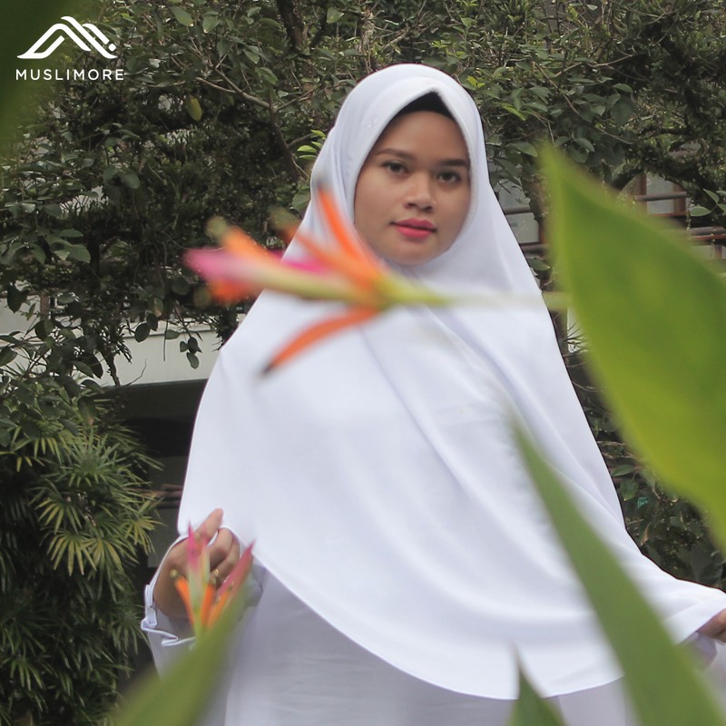 Muslimore - Baju Muslim Wanita Syar'i Balotelli Gamis Murah Putih Polos Busui S M L XL XXL JUMBO