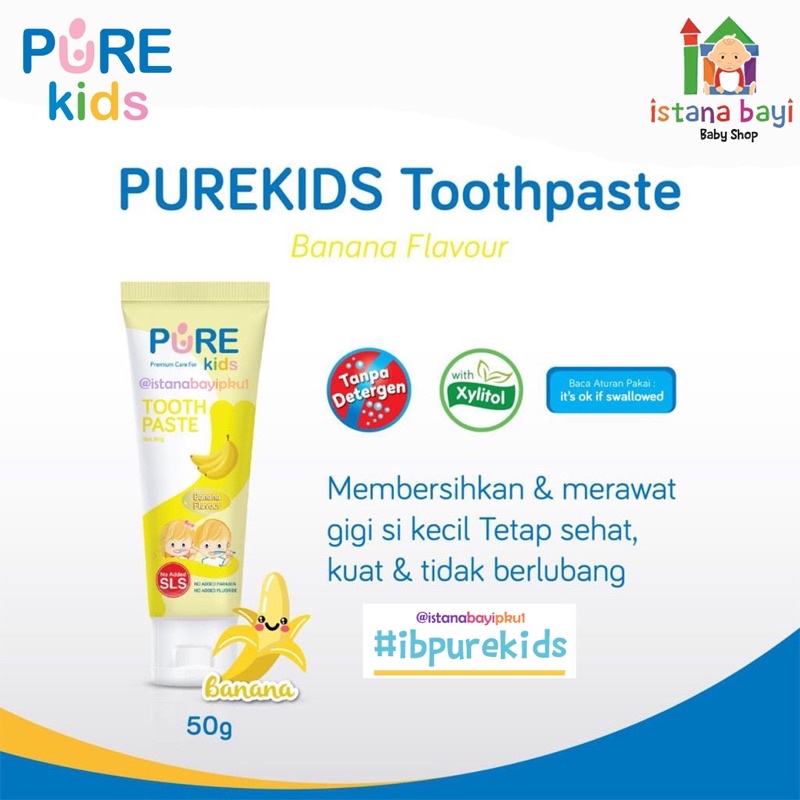 Pure Kids Toothpaste Pasta gigi bayi Banana dan Strawberry - Pasta gigi bayi