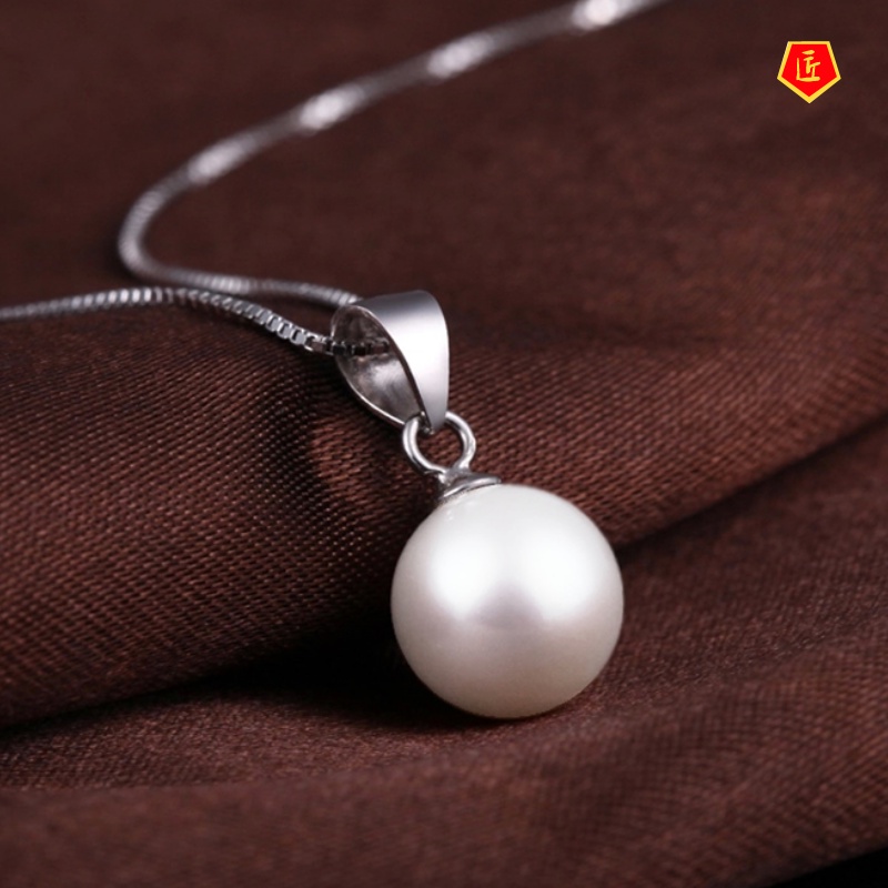 [Ready Stock]Simple Pearl Silver Necklace Korean Pendant Elegant Fashion