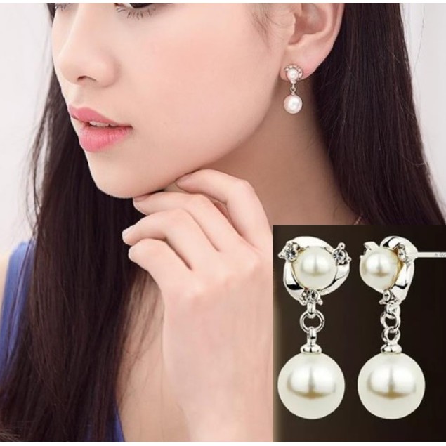 Anting Wanita Mutiara Gantung E38 BIG PEARL Women Stud Earrings Giwang Tusuk Cewe Korea Fashion