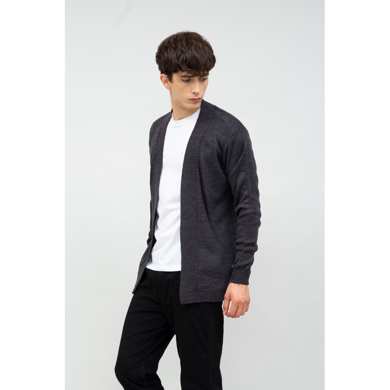 Outer Long Cardigan / Cardigan Rajut Panjang Kimono Tanpa Kancing 7 Warna 6 Size-Dark Grey