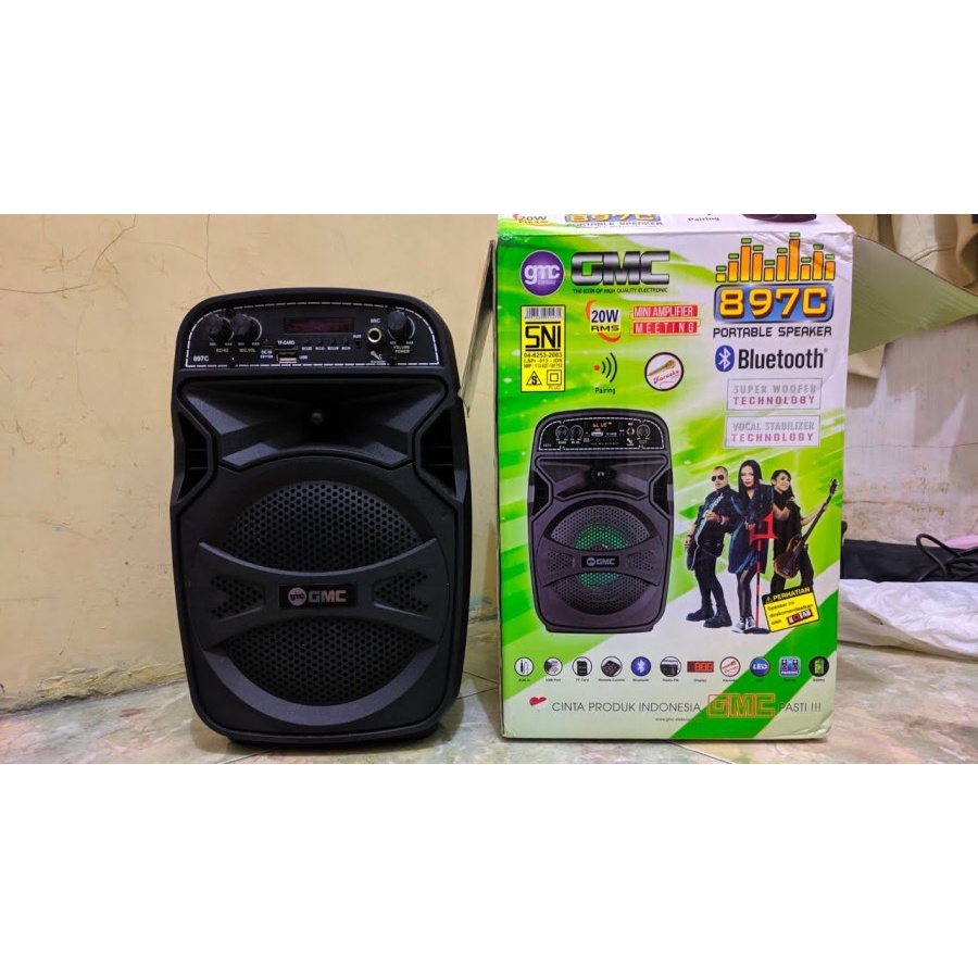 COD SPEAKER BLUETOOTH PROTABLE 8 INCH GMC-897C PLUS MIC KARAOKE X-BASS + REMOTE / SPEAKER SALON AKTIF X-BASS GMC-897C / SPEAKER KARAOKE 8 INCH GMC-897C