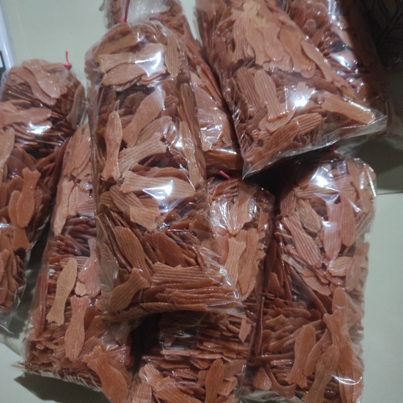 

kerupuk ikan merah mentah renyah