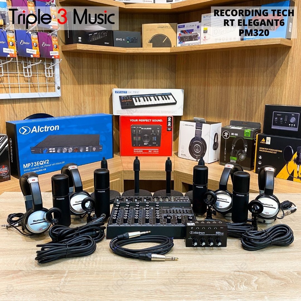 Paket Podcast 4 orang Recording Tech Elegant 6 Mixer USB w hp Maono Alctron