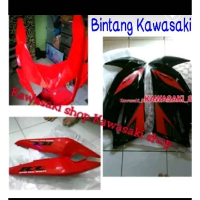 fairing atas ninja rr new hitam list merah