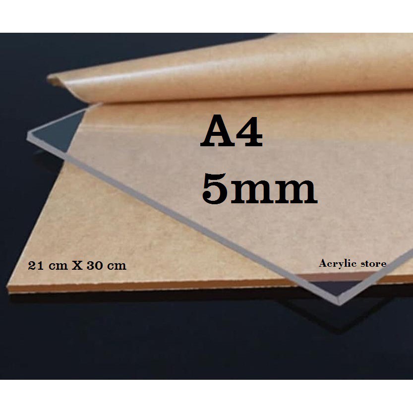 

Akrilik Lembaran 5mm bening ukuran A4 (21 cm x 30 cm)