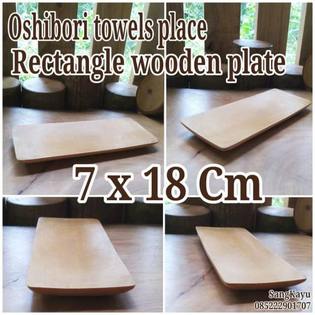 Oshibori towels place, wooden plate 7x18 cm piring kayu panjang nampan
