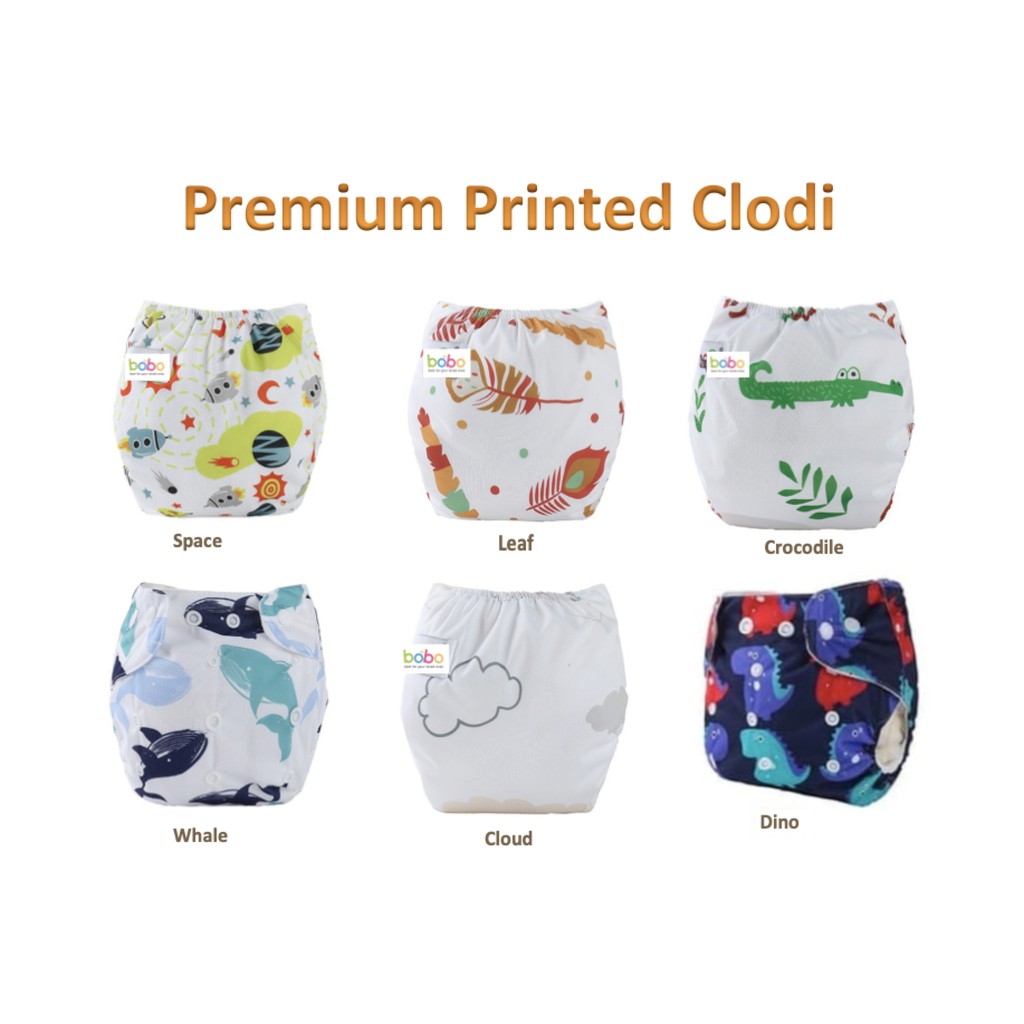 PRINTED Popok Kain Clodi Diaper Popok Kain Berkancing Motif - Anti Bocor