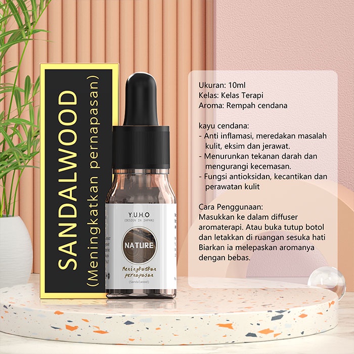 YUHO Diffuser humidifier mobil portable essential oil reed hampers safe care aromatheraphy pembersih udara Pelembab minyak esensial aromaterapi parfum pengharum uap ruangan air purifier penyejuk infuser minimisk-Y-Sandalwood