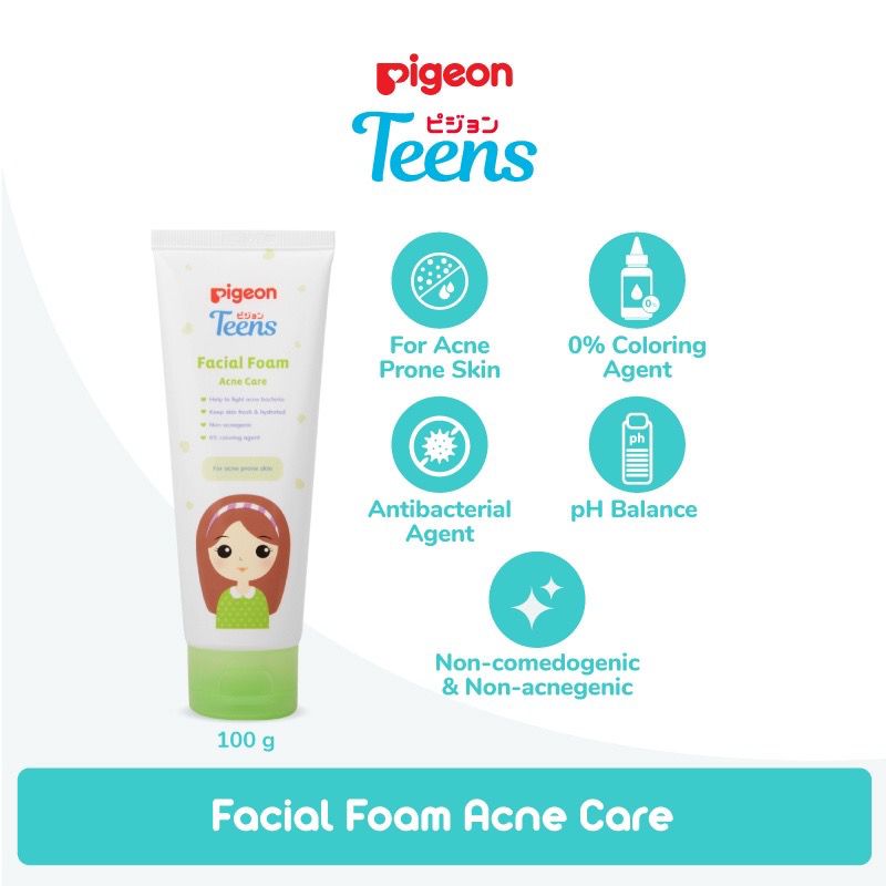 BPOM Pigeon Teens Facial Foam Acne Care / Sabun Muka Jerawat / Pembersih Wajah Facial Wash Acne Cleanser 40 g 100 g