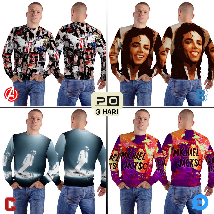 Jaket Sweatshirt Michael Jackson King Of Pop Sweat Shirt Fullprint Bahan Polyester Jersey Casual RAR