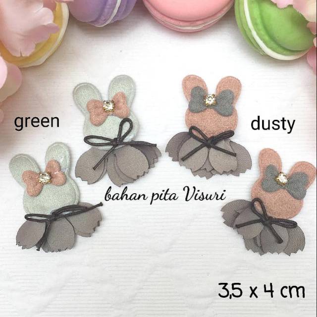 Aplikasi Korea Bunny Satin Gerigi Bow Blink 3,5 x 4 cm