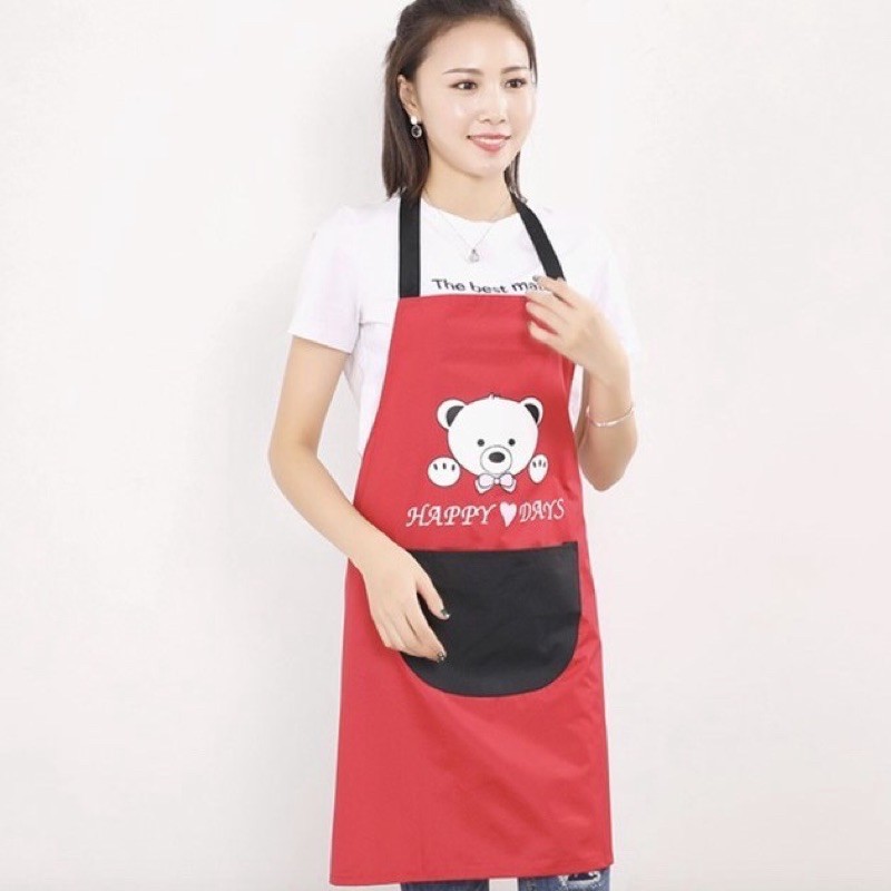 JOS314 Celemek Motif Beruang / Apron Masak Dapur