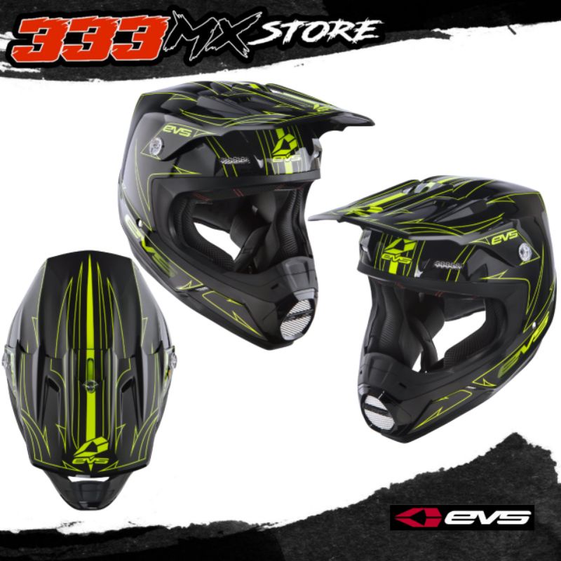 HELM CROSS EVS T5 PINNER HIVIZ. HELMET CROSS EVS T5 PINNER BLACK HIVIZ