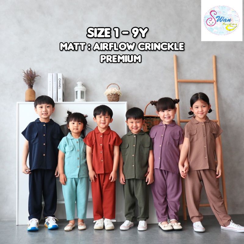 Setelan Arsya Starkids 1-9Y / Setelan Anak Bahan Airflow Crinckle - Set Anak