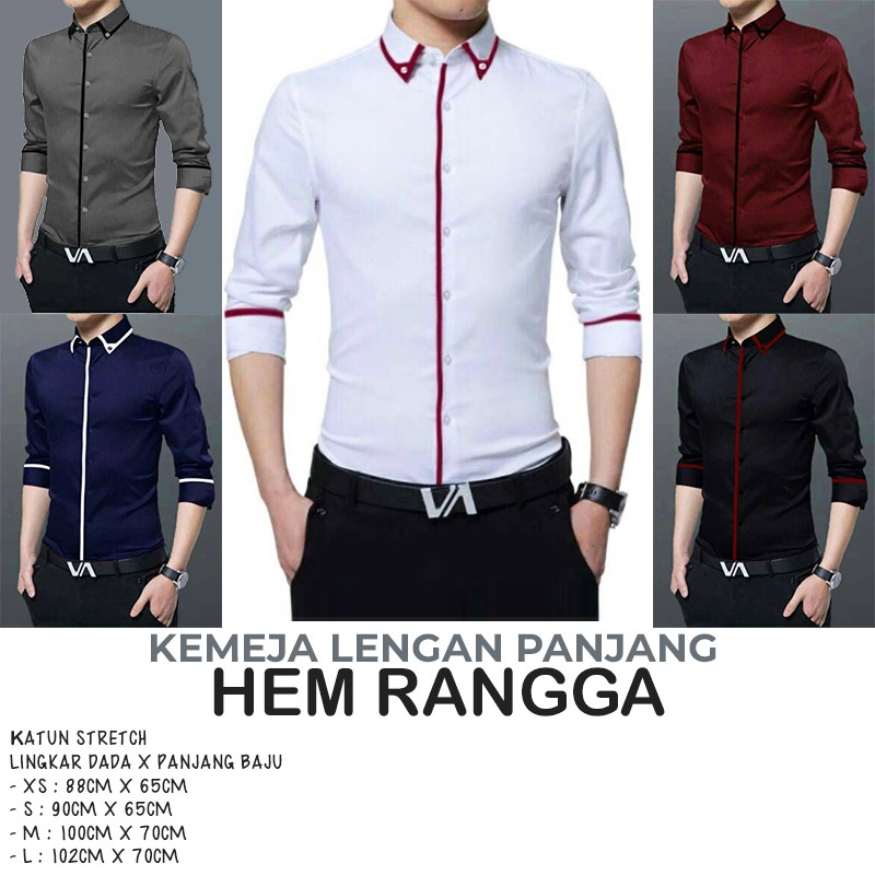 HEM RANGGA - KEMEJA FORMAL PRIA LENGAN PANJANG - KEMEJA POLOS SLIMFIT - FASHION PRIA