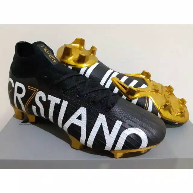 Sepatu Bola - Soccer Nike Mercurial Superfly VI CR7 Black Gold White - FG