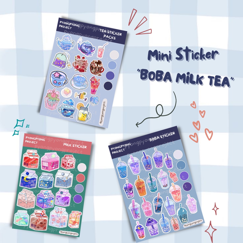 

Sticker Sheet Boba Milk Tea Diary Planer Journal Decoration Scrapbook by Pyongpyong Project