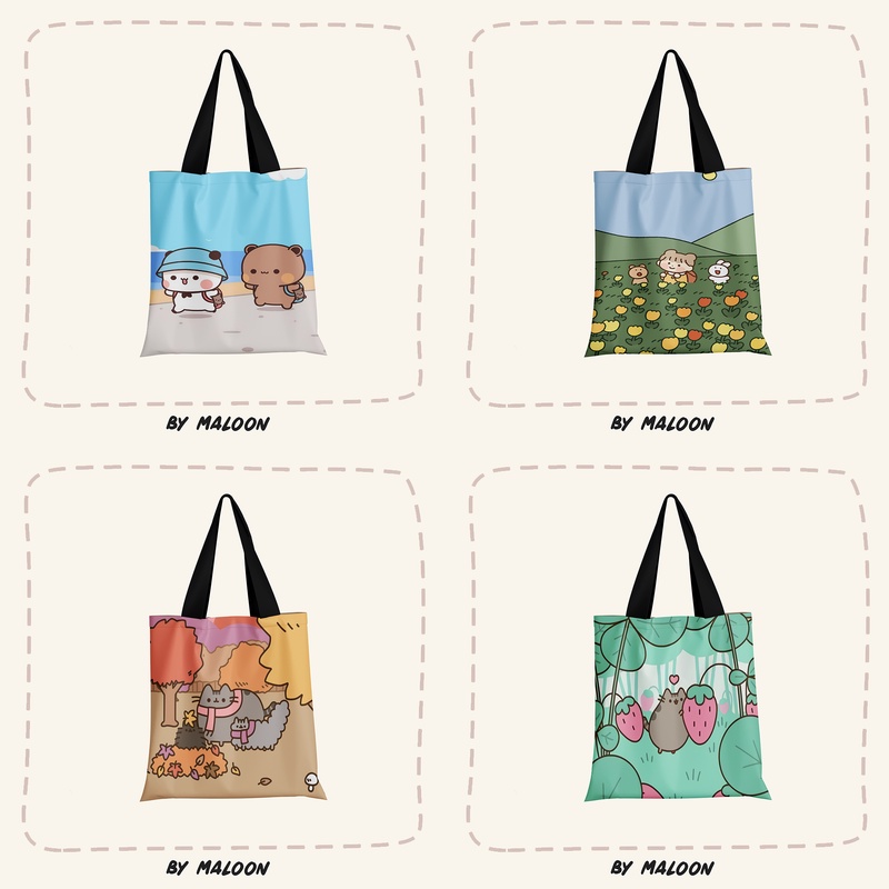 Totebag Motif Karakter Cute Lucu Tote Bag Kanvas Full Print #4