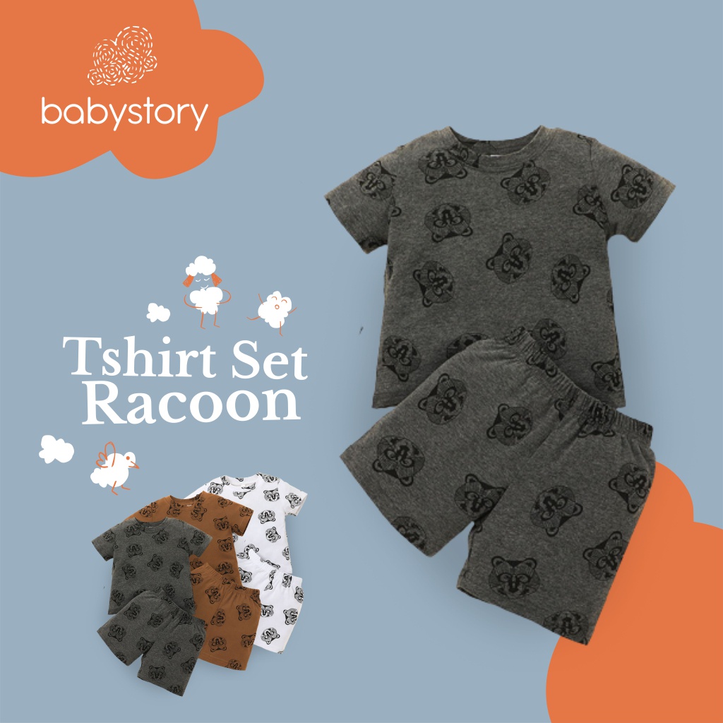 Setelan baju bayi cowok Tshirt set Racoon setelan baju anak cowok pakaian anak pakaian bayi