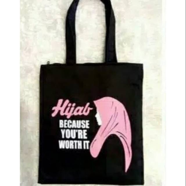 Tote Bag Kanvas Wanita Motif Hijab