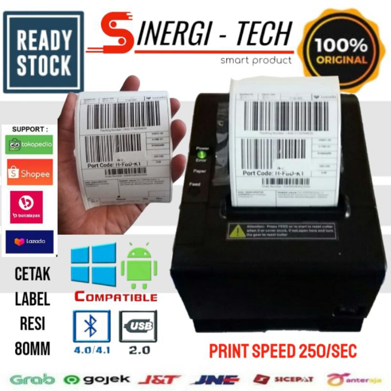 

PRINTER LABEL RESI DAN STRUK 80MM THERMAL ULT80BT BLUETOOTH USB