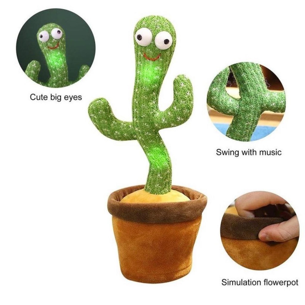 Tiktok Dancing Kaktus Cactus Menari Mainan Viral Light Music Bercahaya