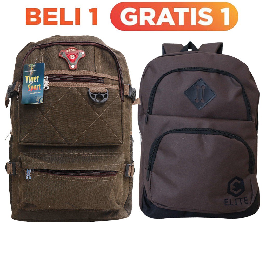 BELI 1 GRATIS 1 - RANSEL KANVAS PIERSON FREE TAS DISTRO ELITE POLO SHERLOCK BACKPACK LAPTOP KEREN