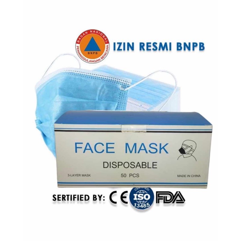 MASKER IMPORT ISI 50PCS 1BOX 3PLY RANDOM MEREK BAHAN SAMA