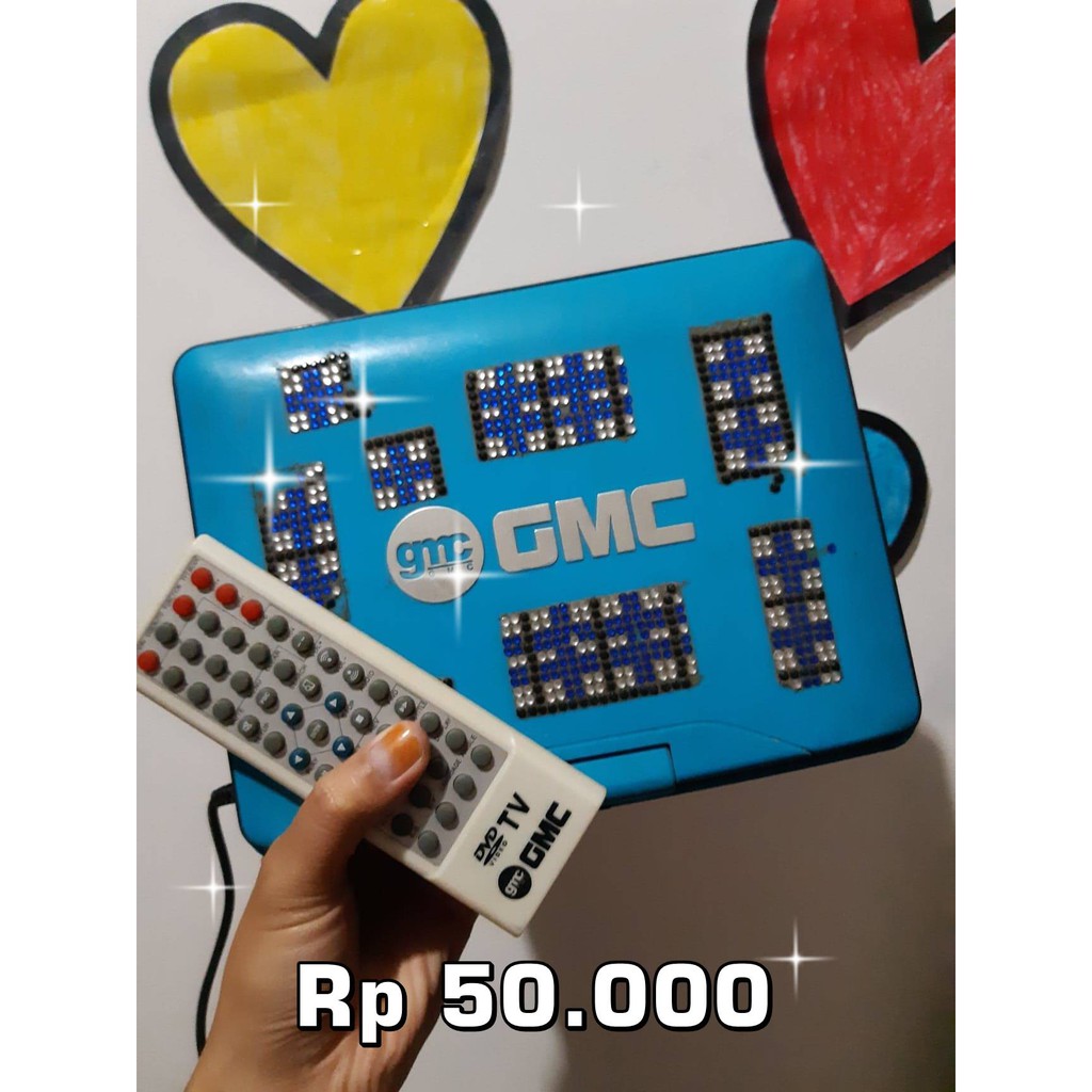 TV Kecil GMC TV 11"DIVX-808Y Portable DVD Player Bonus 29 CD Kaset Korea Series Warna Biru