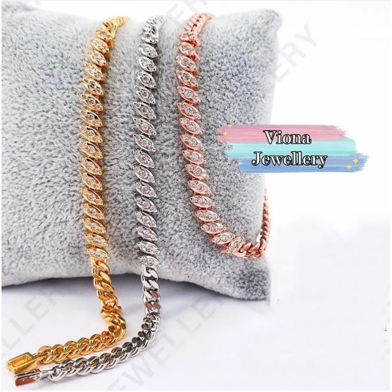 Gelang Rantai (Vier) Replika Berlian Lapis Emas (Diamond)