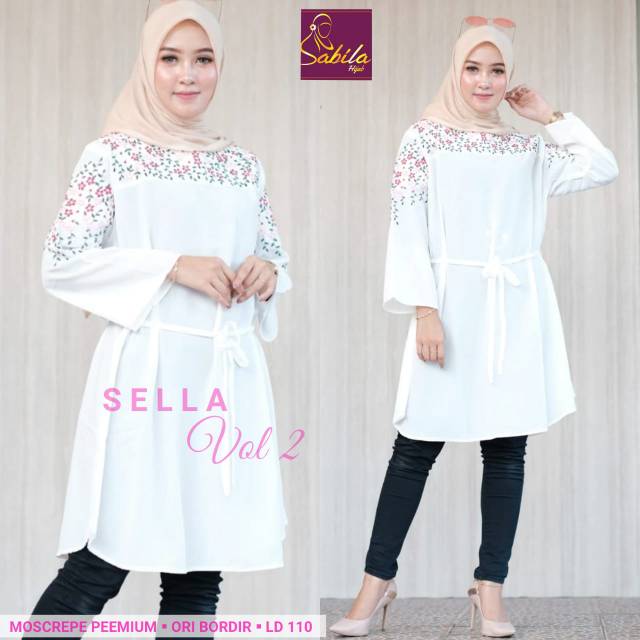 Sella White Tunik/Tunik Putih Jumbo/Baju Putih