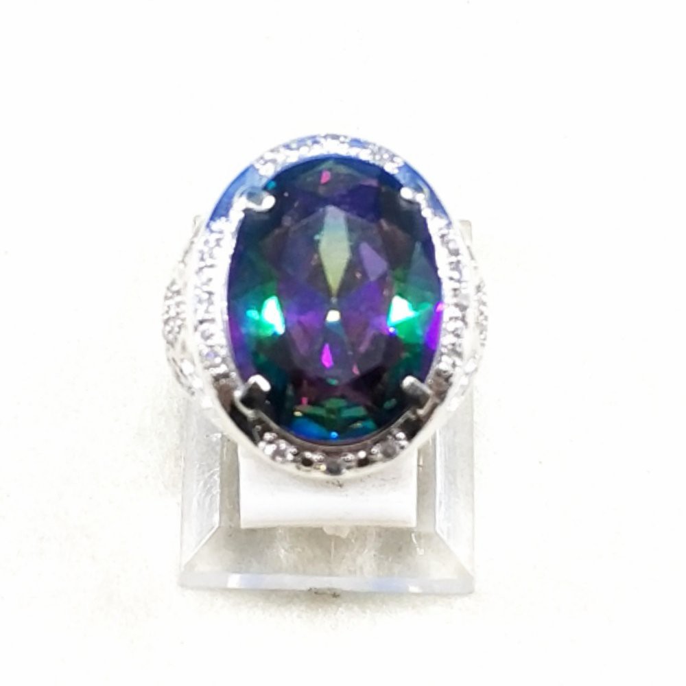 CINCIN BATU PERMATA MEWAH MYSTIC RAINBOW BIG SIZE TERMURAH