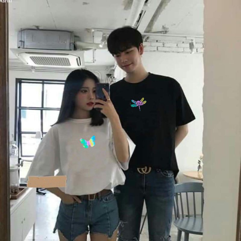harga satuan kaos couple REFLEKTIF DRAGON BUTTERFLY baju kopel pasangan cowok cewek kekinian