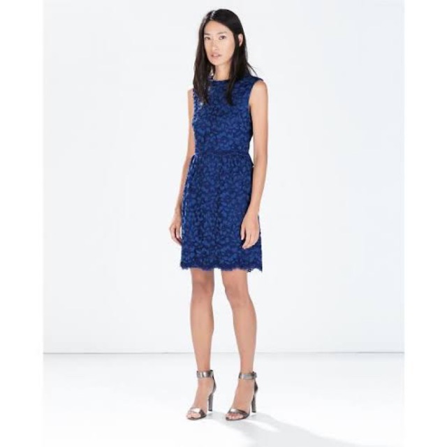 Zara Blue Embroidery Dress