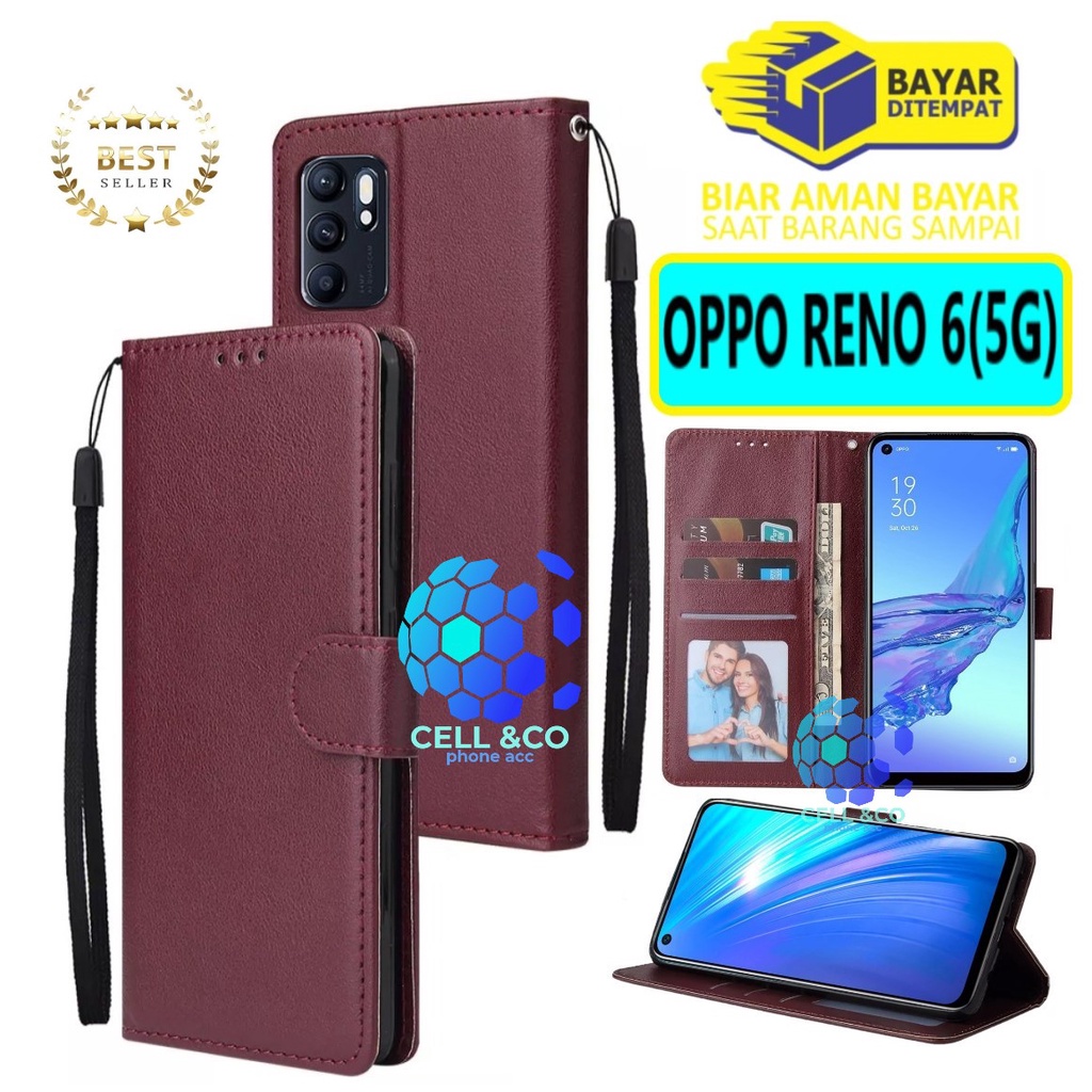 Flip cover OPPO RENO 6 5G Flip case buka tutup kesing hp casing flip case leather wallet