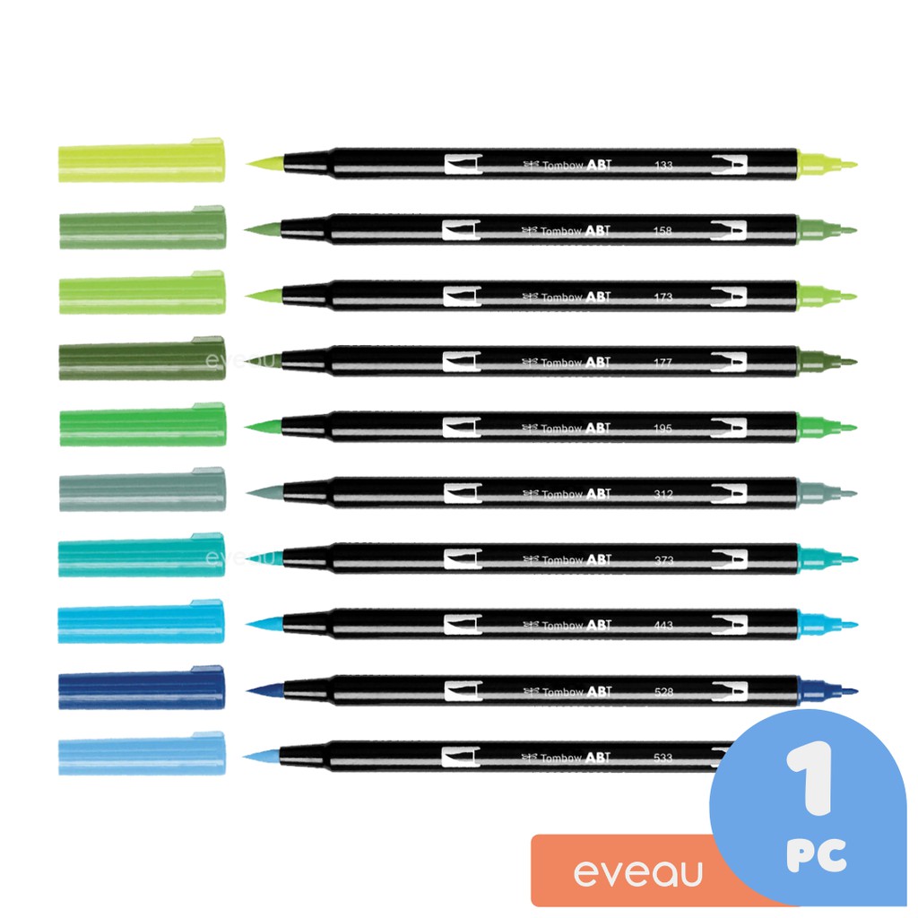 

Tombow Dual Brush Pen Art Markers Green & Blue Series (Hijau dan Biru) | Spidol Kaligrafi Satuan