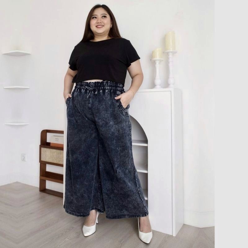 KULOT JEANS JUMBO BIGSIZE OVERSIZE BAHAN DENIM PREMIUM BB 100KG (BISA COD)