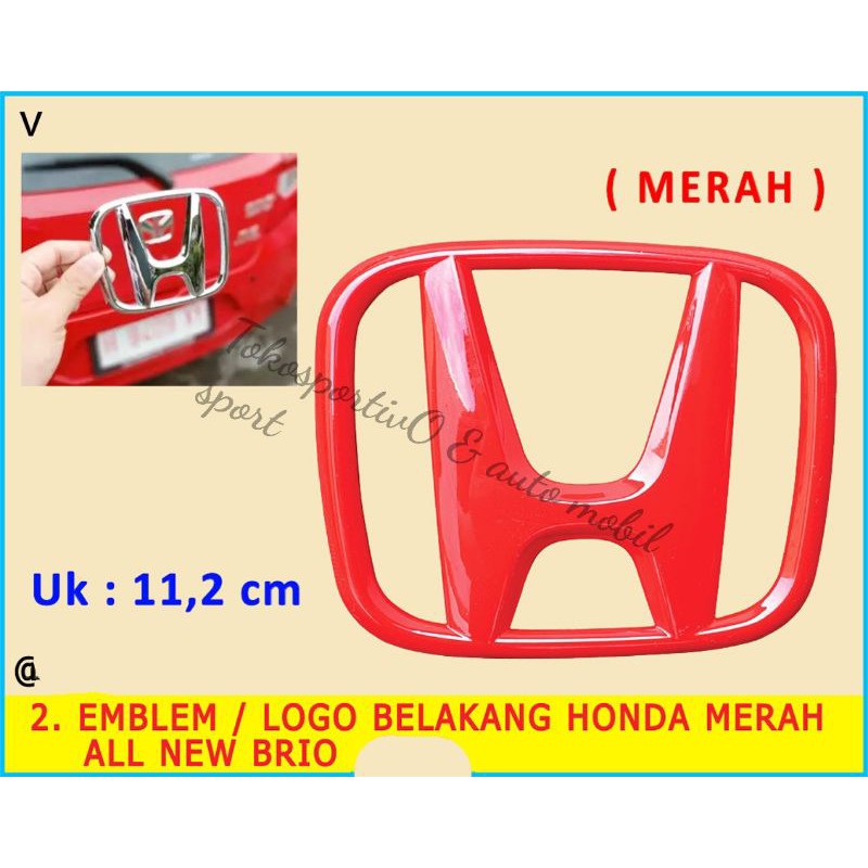 Logo Emblem Huruf Lambang Honda ORIGINAL all new Brio 2018 2020 Merah buat pengganti logo bagasi